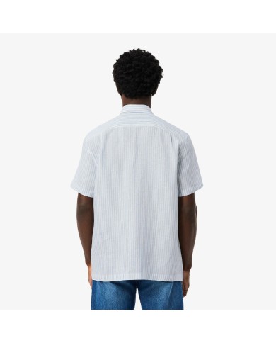 Lacoste Camisa de lino de manga corta de corte regular