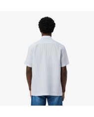 Lacoste Camisa de lino de manga corta de corte regular