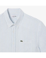 Lacoste Camisa de lino de manga corta de corte regular