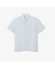 Lacoste Camisa de lino de manga corta de corte regular
