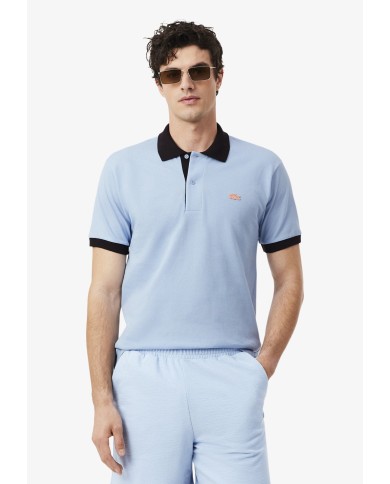Lacoste Polo de canalé en contraste de corte clásico
