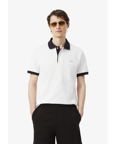 Lacoste Polo de canalé en contraste de corte clásico