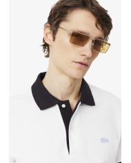 Lacoste Polo de canalé en contraste de corte clásico