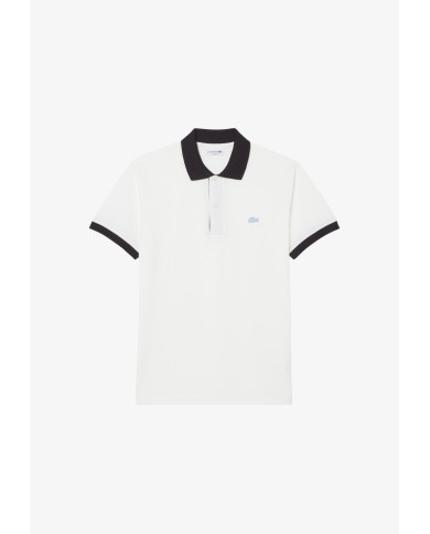 Lacoste Polo de canalé en contraste de corte clásico