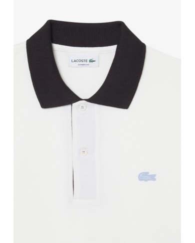 Lacoste Polo de canalé en contraste de corte clásico