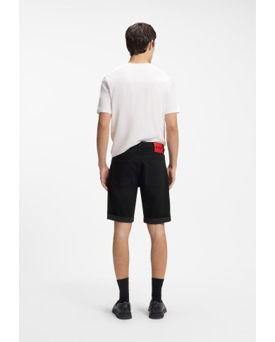 Hugo Boss Bermuda Vaquera tapered fit en denim elástico negro