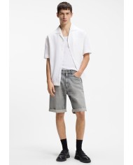 Hugo Boss Bermuda Vaquera Shorts relaxed-tapered fit de denim gris lavado a la piedra