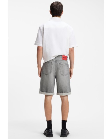 Hugo Boss Bermuda Vaquera Shorts relaxed-tapered fit de denim gris lavado a la piedra