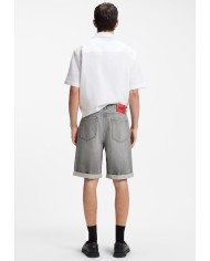 Hugo Boss Bermuda Vaquera Shorts relaxed-tapered fit de denim gris lavado a la piedra