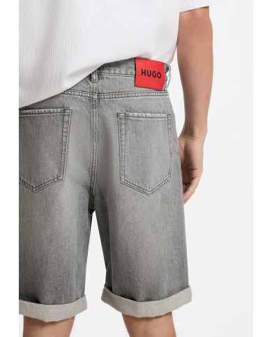 Hugo Boss Bermuda Vaquera Shorts relaxed-tapered fit de denim gris lavado a la piedra