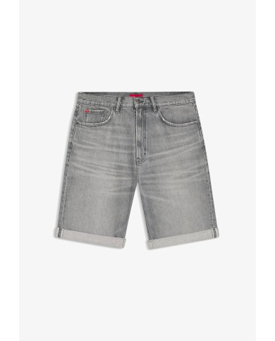 Hugo Boss Bermuda Vaquera Shorts relaxed-tapered fit de denim gris lavado a la piedra
