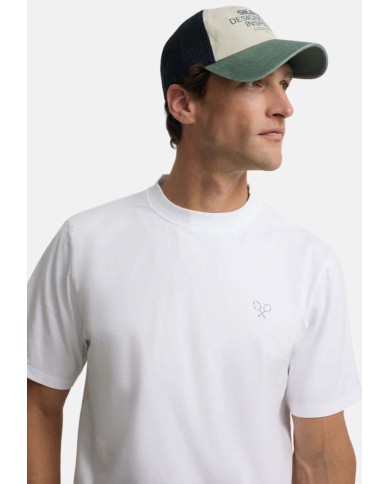 Silbon Camiseta raquetas lettering blanca
