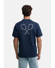 Silbon Camiseta raquetas lettering azul marino