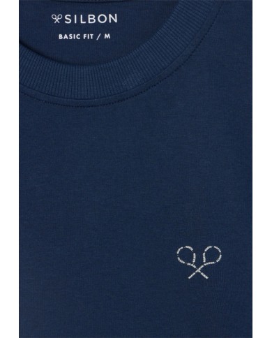 Silbon Camiseta raquetas lettering azul marino