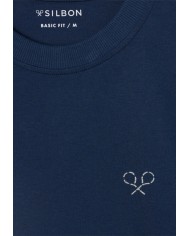 Silbon Camiseta raquetas lettering azul marino
