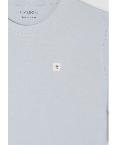 Silbon Camiseta lisa minilogo parche azul claro