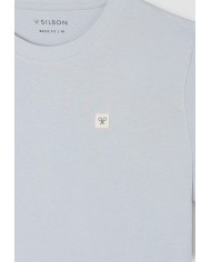 Silbon Camiseta lisa minilogo parche azul claro