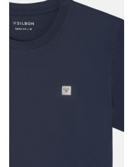 Silbon Camiseta lisa minilogo parche azul marino
