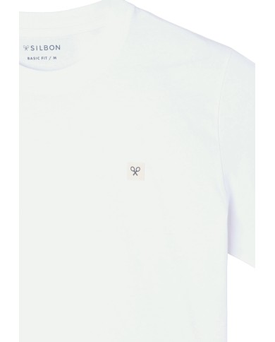 Silbon Camiseta lisa minilogo parche blanca