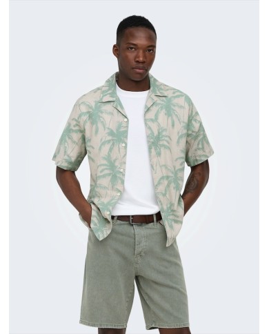 Only & Sons Camisa Onscaiden Reg Fit AOP Linen Blend