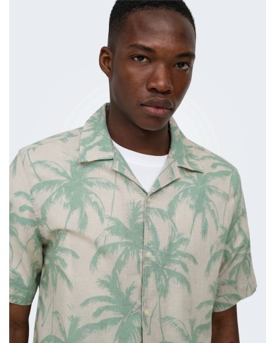 Only & Sons Camisa Onscaiden Reg Fit AOP Linen Blend