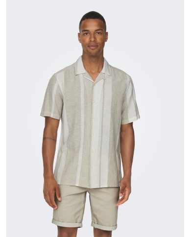 Only & Sons Camisa Onscaiden Life Stripe Res Linen Blend Noos