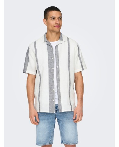 Only & Sons Camisa Onscaiden Life Stripe Res Linen Blend Noos