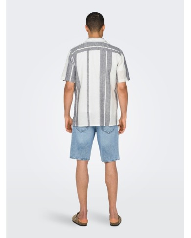 Only & Sons Camisa Onscaiden Life Stripe Res Linen Blend Noos