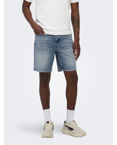 Only & Sons Pantalón vaquero corto Onsedge Perf LB 6966 Dot Dnm Short Noos