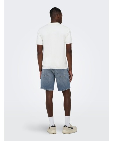 Only & Sons Pantalón vaquero corto Onsedge Perf LB 6966 Dot Dnm Short Noos