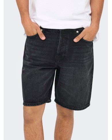 Only & Sons Pantalón Vaquero corto Onsedge Black 2047 TAI DNM Shorts Noos