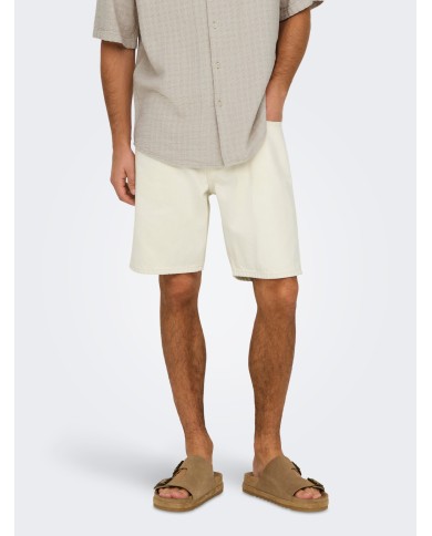 Only & Sons Pantaón Vaquero Corto Onsedge Ecru 2044 Pim DNM Shorts Noos