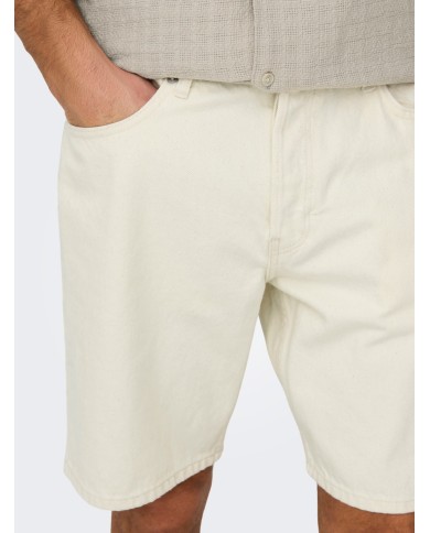 Only & Sons Pantaón Vaquero Corto Onsedge Ecru 2044 Pim DNM Shorts Noos