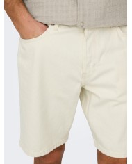 Only & Sons Pantaón Vaquero Corto Onsedge Ecru 2044 Pim DNM Shorts Noos