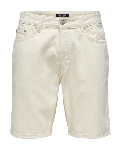 Only & Sons Pantaón Vaquero Corto Onsedge Ecru 2044 Pim DNM Shorts Noos