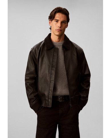 Calvin Klein Chaqueta de Cuero LS Faux Leather