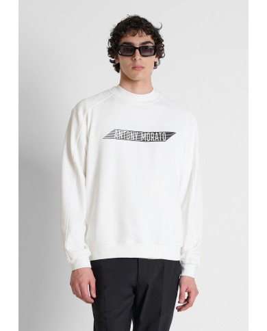 Antony Morato Sudadera relaxed fit en mezcla de algodón con estampado flock engomada delante y detrás
