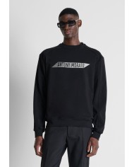 Antony Morato Sudadera relaxed fit en mezcla de algodón con estampado flock engomada delante y detrás
