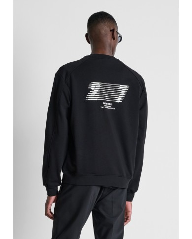 Antony Morato Sudadera relaxed fit en mezcla de algodón con estampado flock engomada delante y detrás