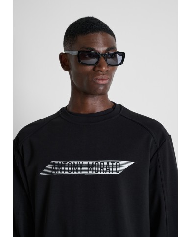 Antony Morato Sudadera relaxed fit en mezcla de algodón con estampado flock engomada delante y detrás