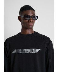 Antony Morato Sudadera relaxed fit en mezcla de algodón con estampado flock engomada delante y detrás