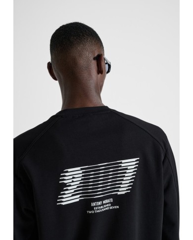 Antony Morato Sudadera relaxed fit en mezcla de algodón con estampado flock engomada delante y detrás