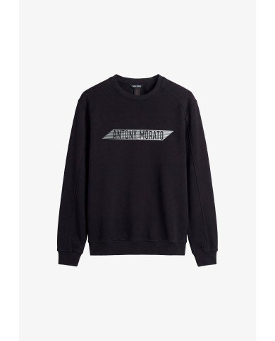 Antony Morato Sudadera relaxed fit en mezcla de algodón con estampado flock engomada delante y detrás