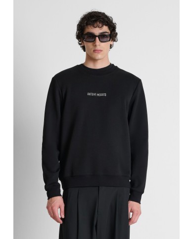 Antony Morato Sudadera regular fit en interlock de algodón con logo plata estampada
