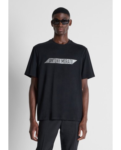 Antony Morato Camiseta  relaxed fit en punto jersey de algodón con estampado flock delante y detrás