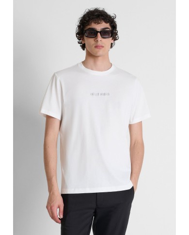Antony Morato Camiseta regular fit en punto jersey de algodón con logo de plástico mate y estampado flock