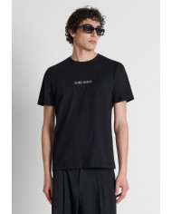 Antony Morato Camiseta regular fit en punto jersey de algodón con logo de plástico mate y estampado flock
