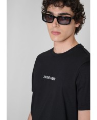 Antony Morato Camiseta regular fit en punto jersey de algodón con logo de plástico mate y estampado flock