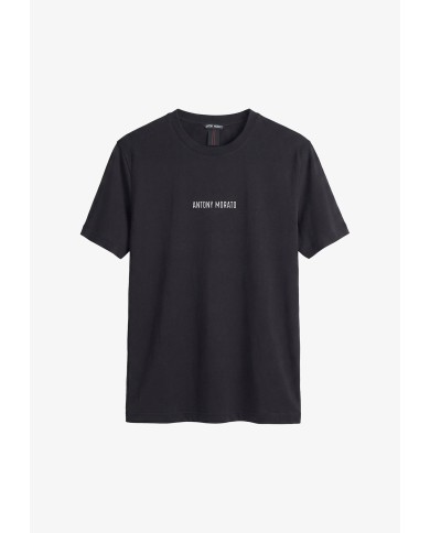 Antony Morato Camiseta regular fit en punto jersey de algodón con logo de plástico mate y estampado flock
