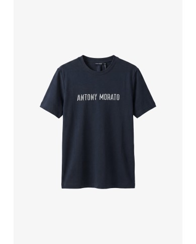 Antony Morato Camiseta regular fit en punto jersey de algodón con logo plata mate estampada